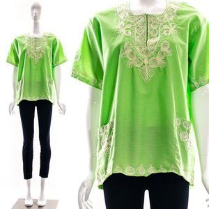 Bohemian Cilantro Embroidered Dashiki Embroidered Ethnic Caftan Kaftan